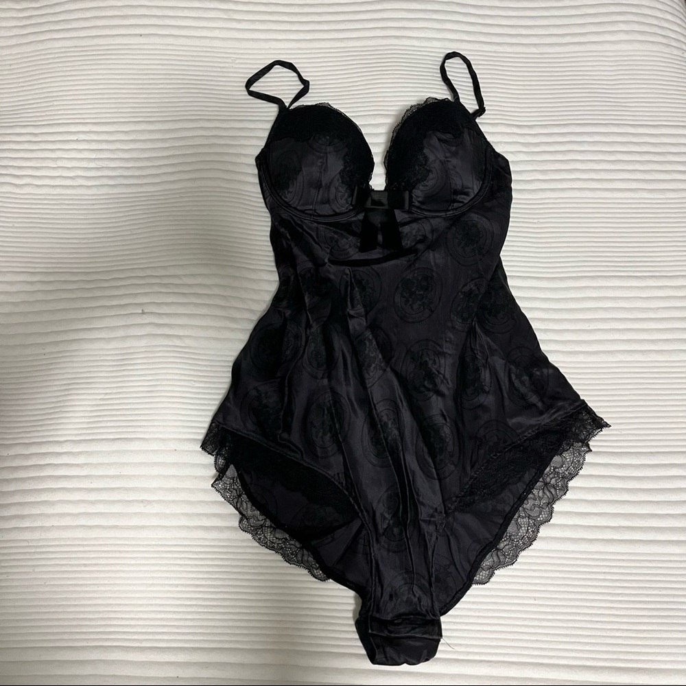 Victoria's Secret Black Lace Trim Bodysuit
